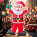 DAHAKII 12ft Giant Santa Raising Hands Christmas Santa Claus Inflatable Yard Decor Build-in LED Outdoor Blow up Christmas Decorations for Yard/Lawn/Garden