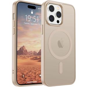 SUPFINE Magnetic for iPhone 14 Pro Case(Compatible with MagSafe)(Military Grade Drop Protection) Slim Translucent Matte Shockproof with Anti-Fingerprint Phone Case,Desert Gold