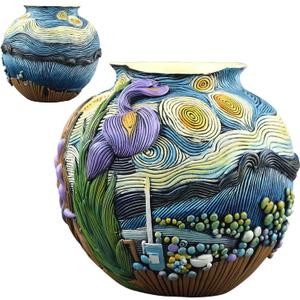 Starry Night Flower Pot Acolorful Art Resin Vase Unique Indoor and Outdoor Potted Plant Container for Home Balcony Decoration (1PCS)