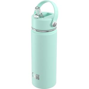 OISIZ 18oz Kids Water Bottle with Straw Lid, Vacuum Insulated Water Bottle Stainless Steel Bottles for Kids for School, Leakproof Water cups, BPA Free and Keep Cold for 24 Hours,Easy to Clean (Mint Green)