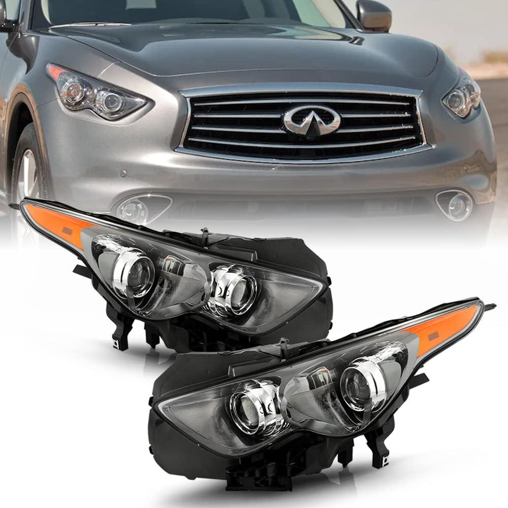 ACANII - For [Non-AFS Model] 2009-2017 Infiniti FX35 FX50 QX70 w/Sport Package Projector Headlight Headlamp Left+Right