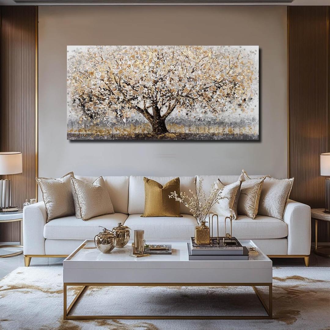 Gold Wall Decor Large Framed Canvas Art for Living Room Vintage Botanical Pictures Office Poster Prints Artwork Paintings for Home Hotel 29x58