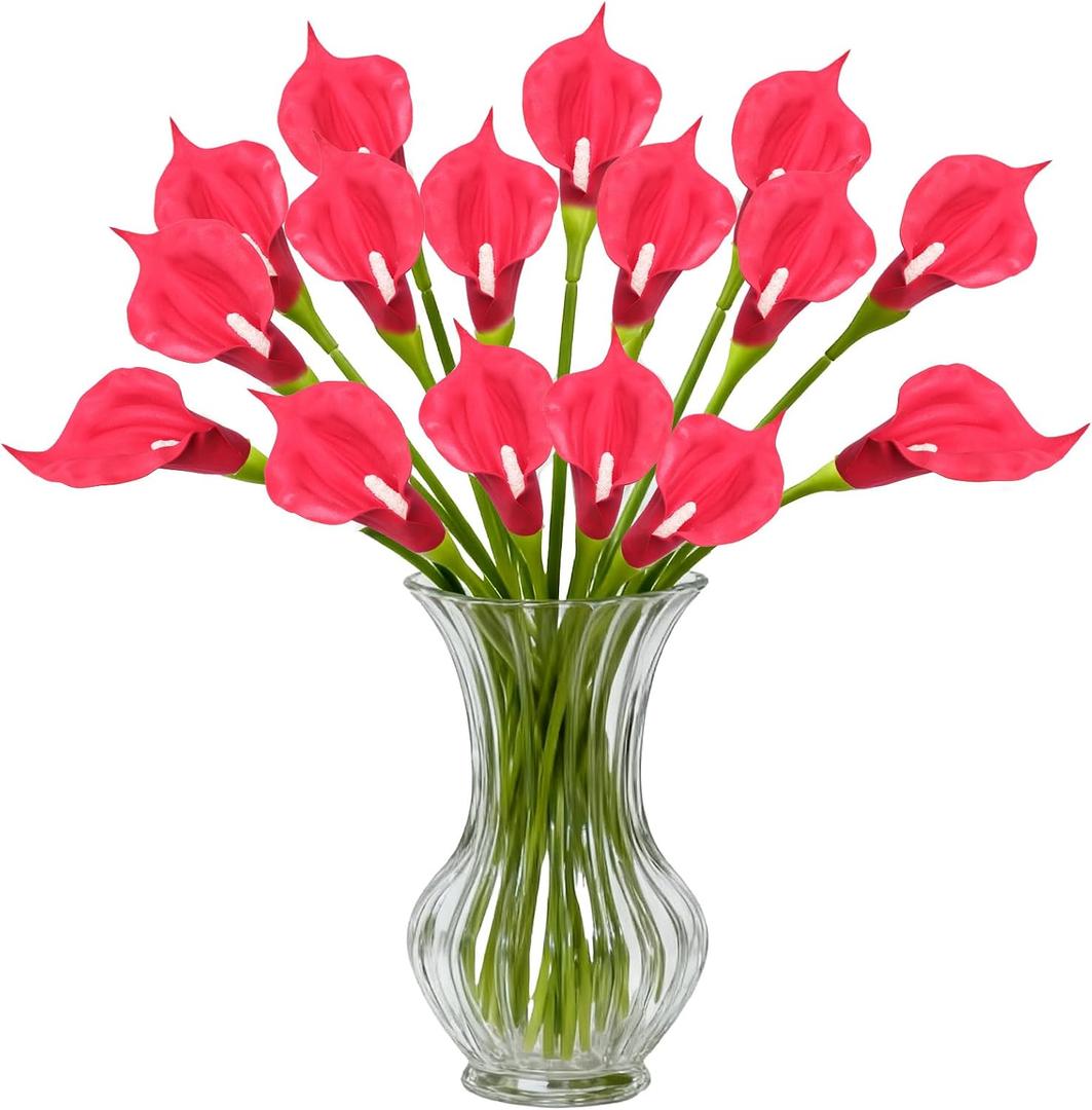 Calla Lily Artificial Flowers 22PCS 25" Real Touch Long Stem Faux Calla Lillies for DIY Wedding Bouquet Party Home Decor (red)