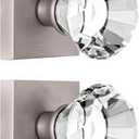2 Pack Double Dummy Brushed Nickel Door Knob, Glass Crystal Door Knobs Diamond Shape, Hall and Closet Square Glass Door Pull Knobs, BS-004