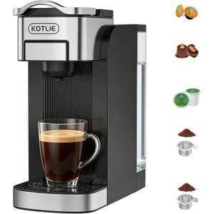 KOTLIE Single Serve Coffee Maker for K*cup/Nes Original/D*G Capsules and Ground Coffee, 50 Oz Removable Reservoir, up to 12oz Cup Sizes,Ideal for Kitchens, apartments, dorm rooms and Offices (CM-827)