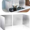 2 Pcs Splatter Guard Grease Splatter Screens Stainless Steel 2 Sided Foldable Splash Metal Panel Backsplash Protector for Cooking
