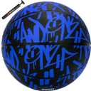 AND1 Fantom Graffiti Rubber Basketball - Streetball for Indoor and Outdoor Use, Deep Channel Construction and Durability (27.5 W/ Pump, Blue/Black)