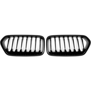 X AUTOHAUX No.51712455246/51712455247 Front Upper Hood Bumper Grille Grill for BMW X2 F39 2017-2023 Front Upper Bumper Kidney Grille Grill Signal Slat Gloss Black 1 Pair