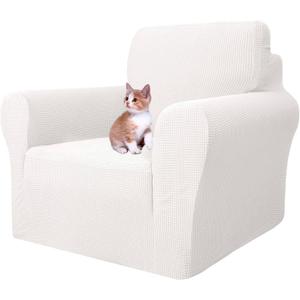 MAXIJIN Stretch Chair Cover Chair Slipcovers with Arms, 1-Piece Couch Sofa Chair Covers for Living Room, Non Slip Armchair Cover (31"-46") Furniture Protector Dogs Pet Friendly (Chair, White)