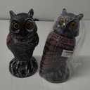 Hausse 2 Pack Fake Owl Decoys to Scare Birds Away, Rotating Head Plastic Owl Bird Deterrents, 10.6 Inch Height Bird Scarecrow Nature Enemy Horned Pest Repellent for Outdoor Garden Yard (Black)
