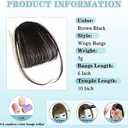 NAYOO Clip in Bangs - 100% Human Hair Wispy Bangs Clip in Hair Extensions, Brown Black Air Bangs Fringe with Temples Hairpieces for Women Curved Bangs for Daily Wear (Wispy Bangs, Brown Black)