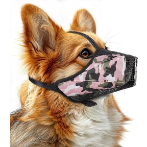 Mesh Dog Muzzle, Breathable Soft Dog Muzzle with Reflective Straps for Secure Fit, Prevents Biting, Chewing Scavenging- Adjustable for Small Medium Large Dogs,Pink,M