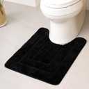 GRANNY SAYS Bathroom Toilet Rugs U Shaped, Bath Mats for Bath, Bathroom Rugs Non Slip Washable, Absorbent Microfiber Toilet Mat, Soft Plush Shaggy Bath Carpet, 20" x 24", Black