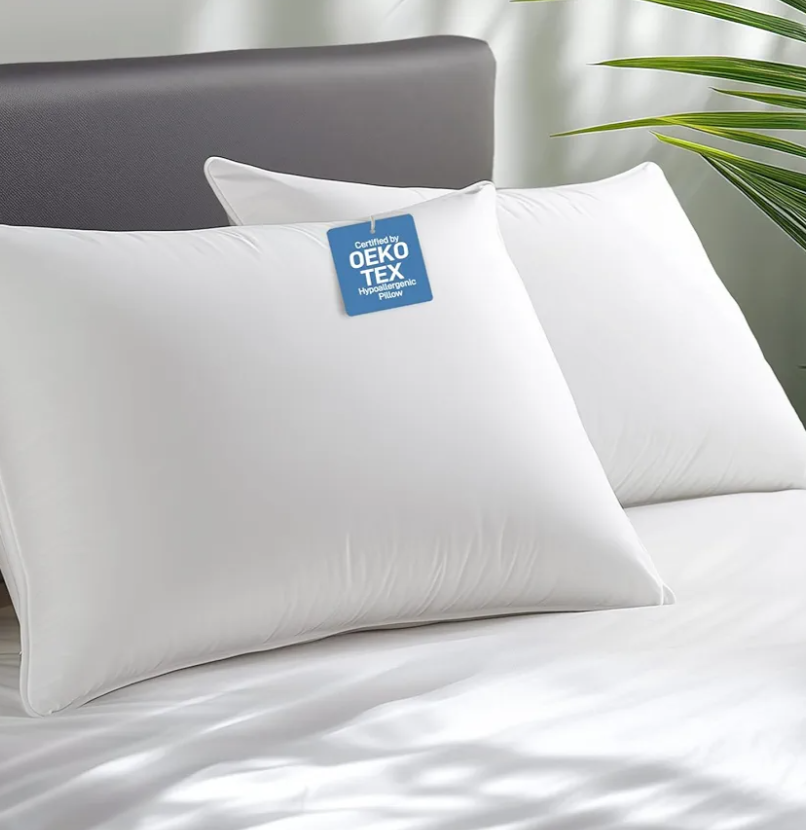 Hypoallergenic Bamboo Viscose Shell, Soft Queen/Standard Size Bed Pillows Set of 2 with Down Alternative Filling, Oeko-Tex Certified, Luxury Hotel Quality for Back, Stomach and Side Sleepers