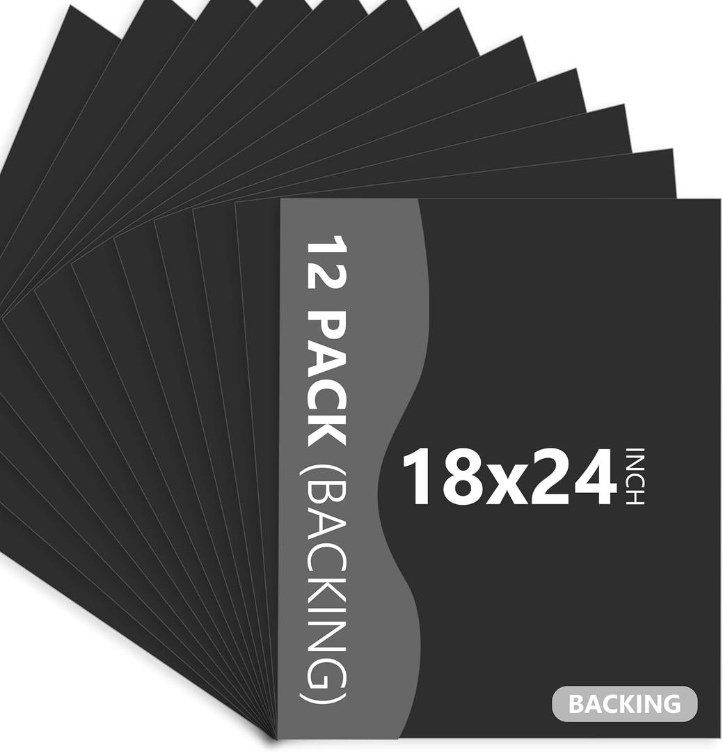 Somime 12 Pack Backing Boards Only - 18x24 Uncut Black Mats Matboards, Acid Free Backerboards, Ideal for Photos/Pictures/Prints/Frames/Arts