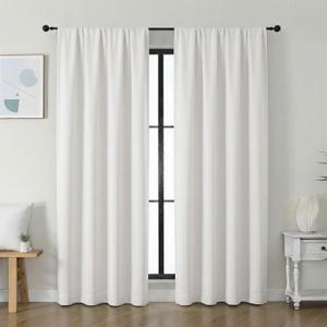 Simplebrand Ava Ivory Light Filtering Curtains for Bedroom 72 Inch Length 2 Panels Set, Privacy Thermal Insulated Rod Pocket Door Window Curtains for Patio French Door Front Door, W40 x L72 Inch