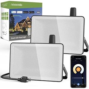 NOVOSTELLA 2 Pack 60W Smart LED Flood Light, Total 18000LM Super Bright Flood Light Outdoor IP66 Waterproof, Tunable White 2700K-6500K Outside Alexa Floodlight for Yard Stadium Garage Porch Lawn