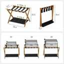 Smart FENDEE Luggage Rack, Folding Luggage Rack for Guest Room, Walnut Bamboo Suitcase Stand Holds up to 131 lb, Luggage Stand with Storage Shelf for Hotel, Bedroom (1 Pack)