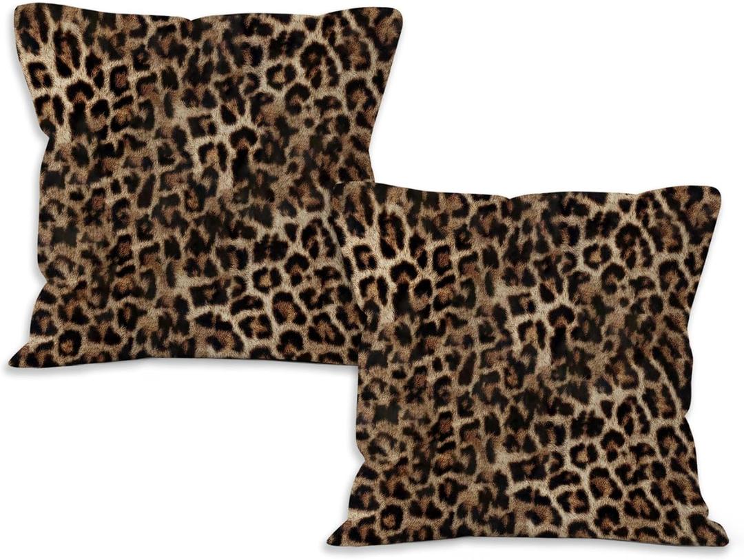 Cheetah Pillow Covers 18x18 Set of 2, Leopard Cheetah Print Room Decor, Cheetah Print Pillow Covers for Home Bedroom Couch