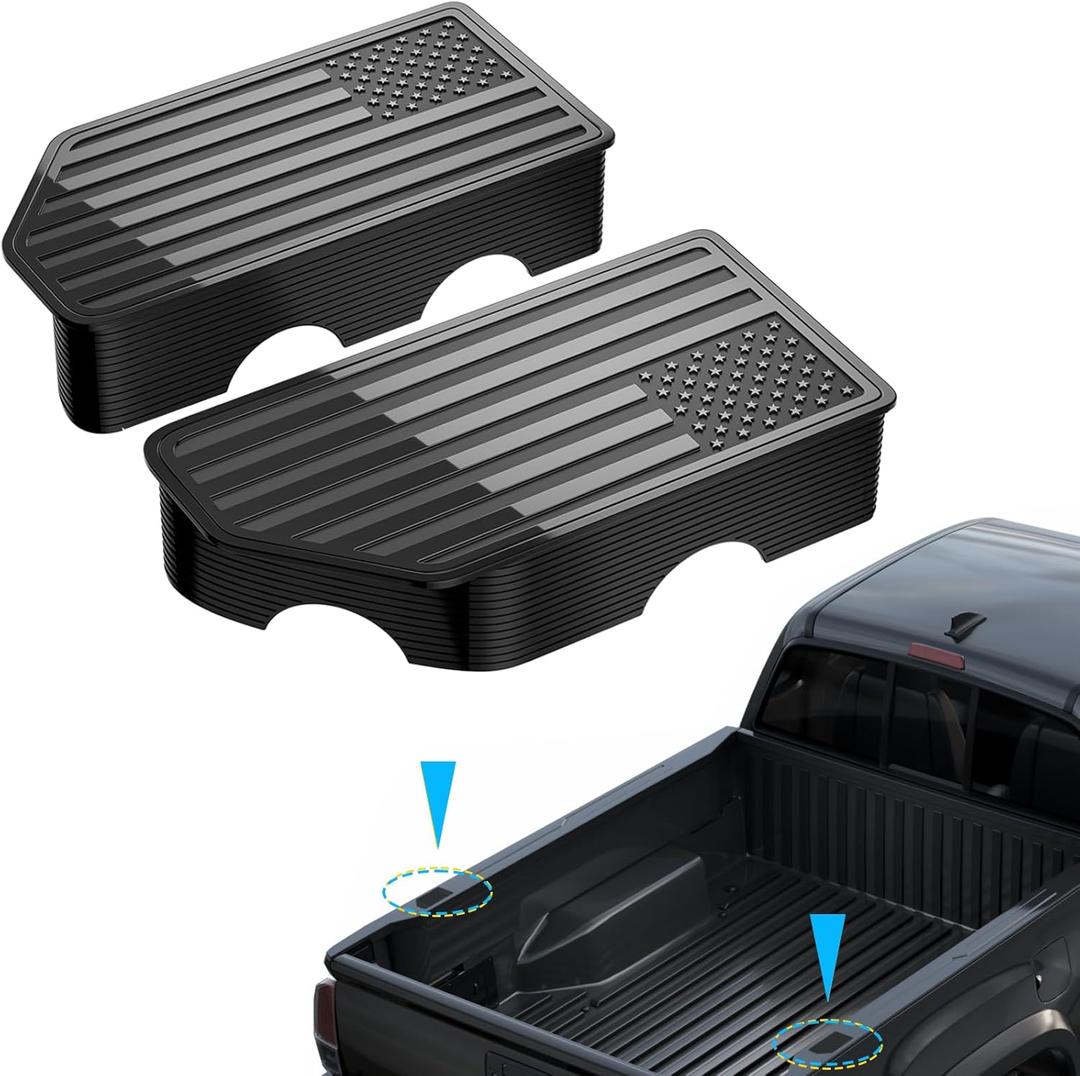 American Flag Stake Pocket Covers for 2015-2022 GMC Canyon/Chevy Colorado Truck Bed Rail Hole Plugs Stake Pocket Caps Cover Accessories (Set of 2) (Black)