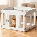 Clear Puppy Playpen Indoor - Ideal for Small & Toy Dogs - Height 24 Inch, 4 Panels, White