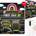 First and Last Day of School Sign Board, 14x11Double-Sided & Reusable Back to School Chalkboard Prek Signs Kindergarten 1st with Markers for Preschool Drycare Erase