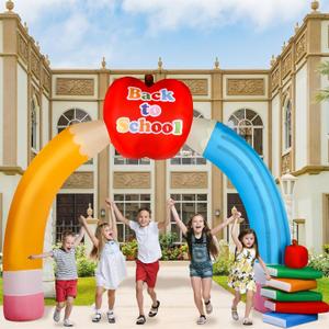 Sosation 8 ft Back to School Inflatables Arch First Day of School Blow up Archway Colorful Book Pencil Inflatable Arch with Build in LED Lights for Back to School Party Indoor Outdoor Decorations