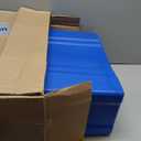 United Solutions 23 Gallon Highboy Plastic Recycling Bin Kitchen Trash Can with Lid, Pass Through Handles, and Dustpan Edge, Blue