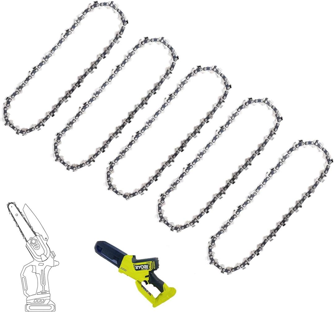 THTEN 6 Inch Pruning Chainsaw Chain Compatible with Ryobi P25130,P25013,P25013BTL,P25013VN,P25013BTLVNM 18V Pruning Chainsaw,RY6C1 Saw Chain Mini 5 Pack