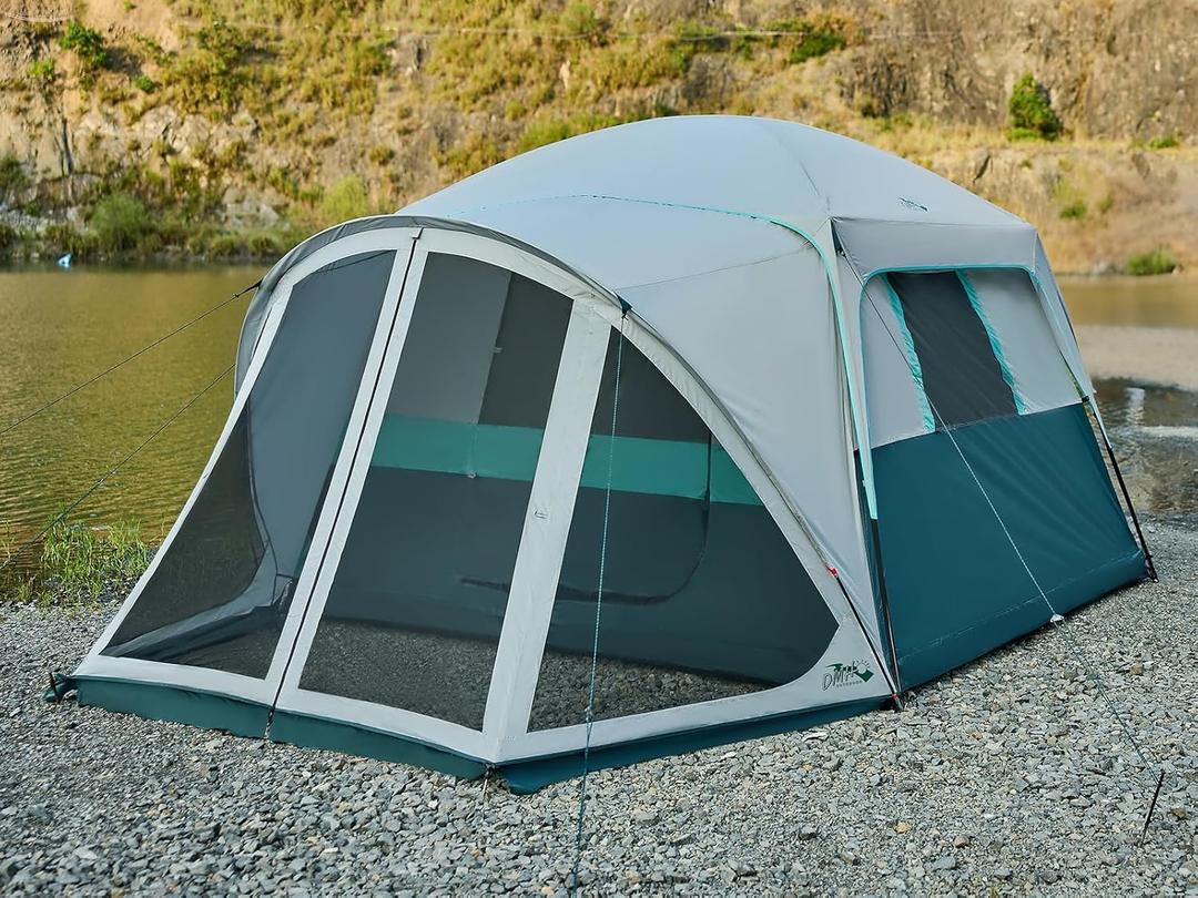 Tents for Camping 6/10 Person Camping Tent with Screen Porch, Weatherproof Large Cabin Tent with Rainfly and Carry Bag, Family Tent for Outdoor Camping and Backyard