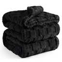 Bedsure Black Fleece Blanket for Couch - Super Soft Cozy Queen Blankets for Women, Cute Small Blanket for Girls, 90x90 Inches
