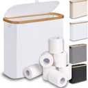 efluky Toilet Paper Basket 28L, Toilet Paper Holder with Lid for Bathroom, Free Standing Storage Organizer Holds Up to 9-12 Rolls (White, 1)