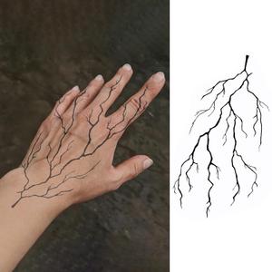 Lightning Bolt Temporary Tattoos for Men 2 Sheets Realistic Thunderbolt Hand & Finger Fake Tattoos, Waterproof, Long Lasting for 2 Weeks