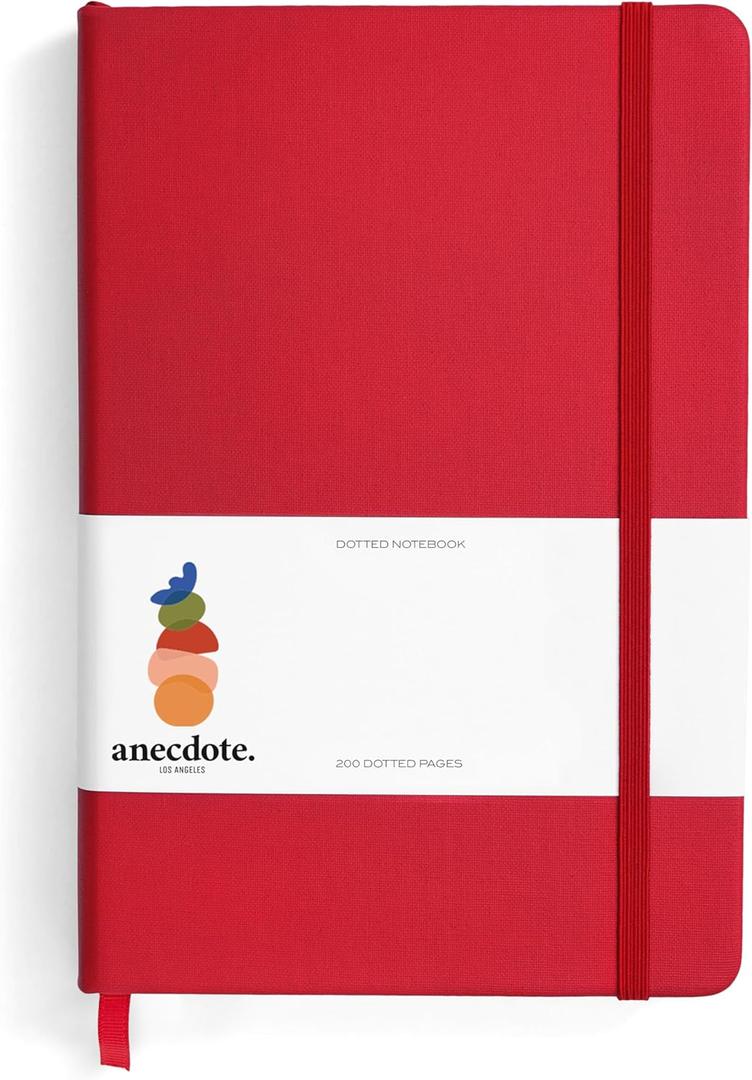 ANECDOTE. Hardcover Dotted Journal with Thick 100 gsm Paper A5 size (8.3 inches x 5.4 inches) - Daily Writing Notebook for Travel, School and Office Use - Diary Journal for Women and Men - Red