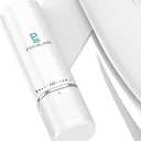 Ultra-Slim Bidet Attachment, Posterior&Feminine Wash-(Retractable Dual Nozzles), Non-Electric Bidet Attachment for Toilet Seat, Adjustable Fresh Cold Water Pressure, Stainless Steel Inlet (White)