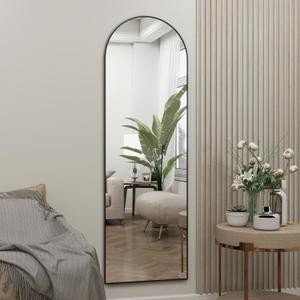 Arched Full Length Mirror - 14"x 48" Hanging Wall Mirror for Full Body View - Black (48"L x 14"W, Black-arched)