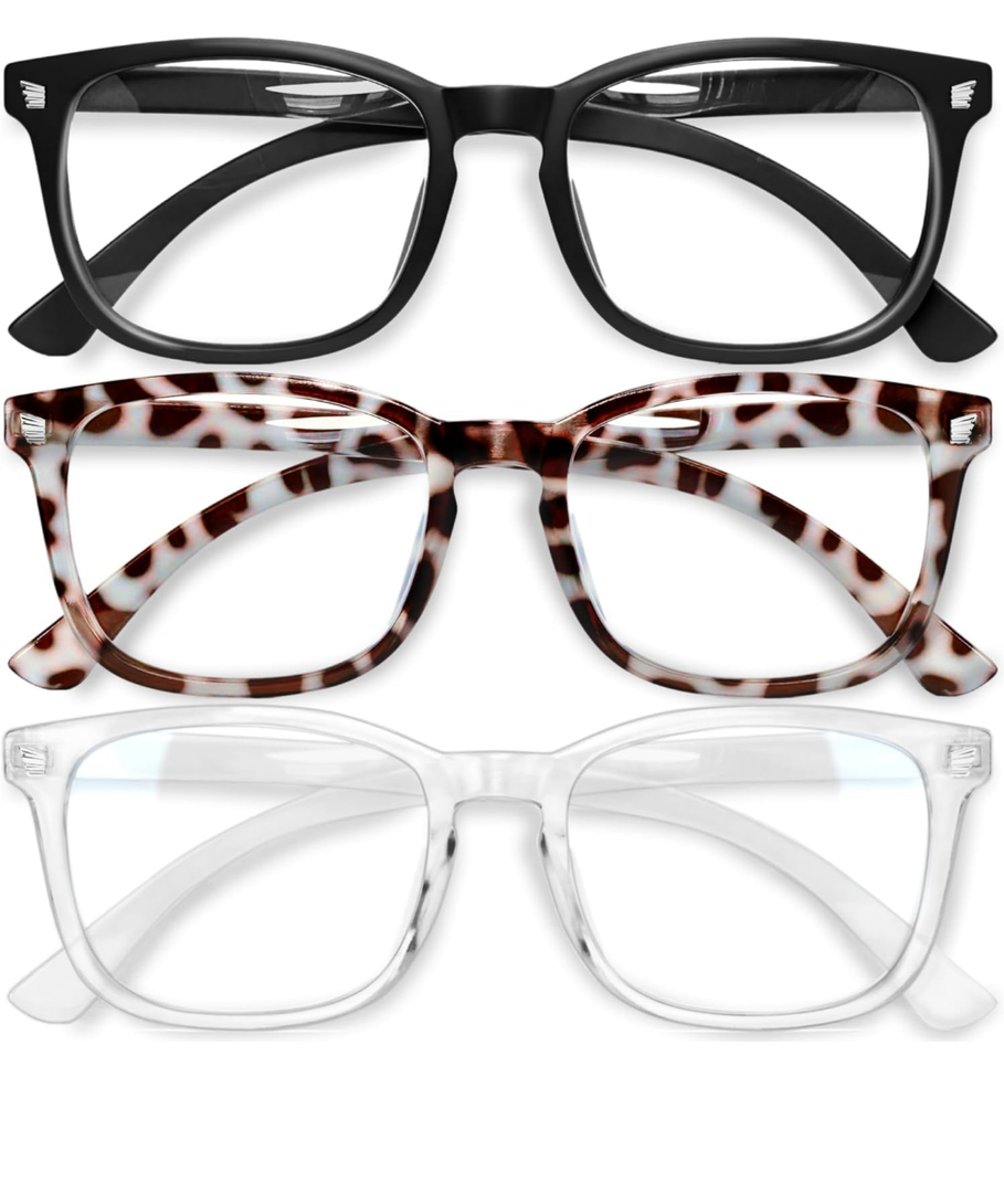 Gaoye Stylish Blue Light Glasses for Woman - Computer Glasses 99% Blue Light Blocking - Lightweight TR90 Frames - 3 pack