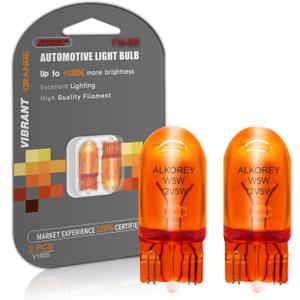 ALKOREY-WY5W 194NA T10 12V 5W Car Turn Signal Bulbs,2100K Natural Amber Automobile Lamps,Auto License Plate Light Side Marker Automotive Interior Light,2 Pack