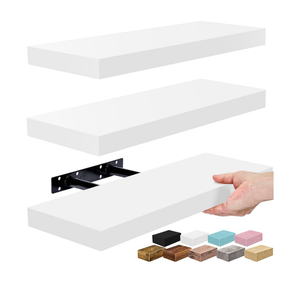Sorbus Floating Shelves for Wall – 16 Inch Floating Shelf for Kitchen, Bedroom, Living Room, Bathroom, Home & Wall Decor - Mounted Bathroom Shelves with Invisible Brackets (White, 3 Pack)