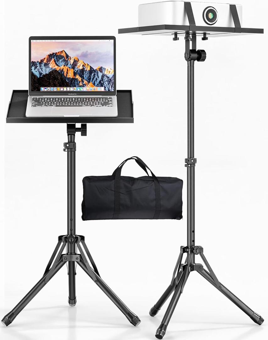 Projector Stand Tripod, Adjustable Height 26 to 38 Inch Laptop Tripod, Floor Standing Laptop Stand, Foldable Tripod for Projector with Carry Bag, Portable Podium Stand for Office, Home, Stage, DJ