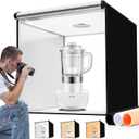 Photo Light Box 40x40 Inch for Photography, 3 Color 10-Level Adjustable Photo Box with Soft Light Cloth Professional Photo Background Shooting Tents White Light, Soft Light, Warm Light