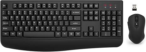Wireless Keyboard and Mouse Combo, EDJO 2.4G Full Ergonomic Computer Keyboard with Wrist Rest and 3 Level DPI Adjustable Wireless Mouse for Windows, Mac OS Desktop/Laptop/PC