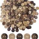 230 PCS Natural Coconut Shell Buttons 1/2 Inch Brown Wooden Buttons, 2 Holes Buttons for Sewing Crafts, Shirt, Clothing Replacement