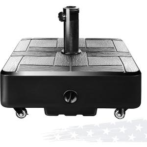 FRUITEAM Fillable Mobile Umbrella Base, 100 LBS Patio Umbrella Weight Base Heavy-Duty,Plastic Base Water & Sand Filled Umbrella Stand Holder with 4 Wheels, Easy to Move