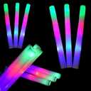 50 LED Foam Sticks Bulk 18 Inch - Multi Color with 3 Flashing Modes - Glow in The Dark Party Supplies