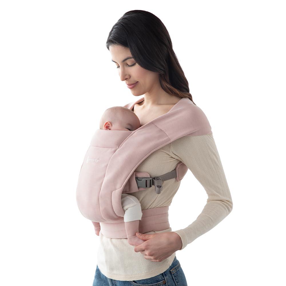 Ergobaby Embrace Baby Carrier Newborn to Toddler  Lightweight Ergonomic Baby Carriers  Cozy Essentials (725 Pounds), Ponte Knit, Blush Pink