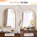 Bathroom Mirror for Wall, 36x24 Inch Arched Mirror, Matte Gold Metal Framed Bathroom Vanity Mirror for Restroom Farmhouse, Anti-Rust, Tempered Glass, Hanging or Leaning