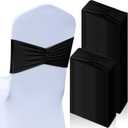 Moukeren 100 Pcs Spandex Chair Sashes Bows Bands Slider Sashes for Chair Covers Elastic Bands Ties Ribbon Decorations for Wedding Party Events Ceremony Birthday Banquet(Black)