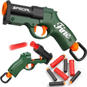 Shell ejecting Pistol Soft Bullet Toy Gun Cheap Cool Stuff Realistic Look Real Hand Guns Stress Shot Dart Fake Shooting Game for Adult Under 10 Dollar Gifts for Age 14 Years Old (Green)