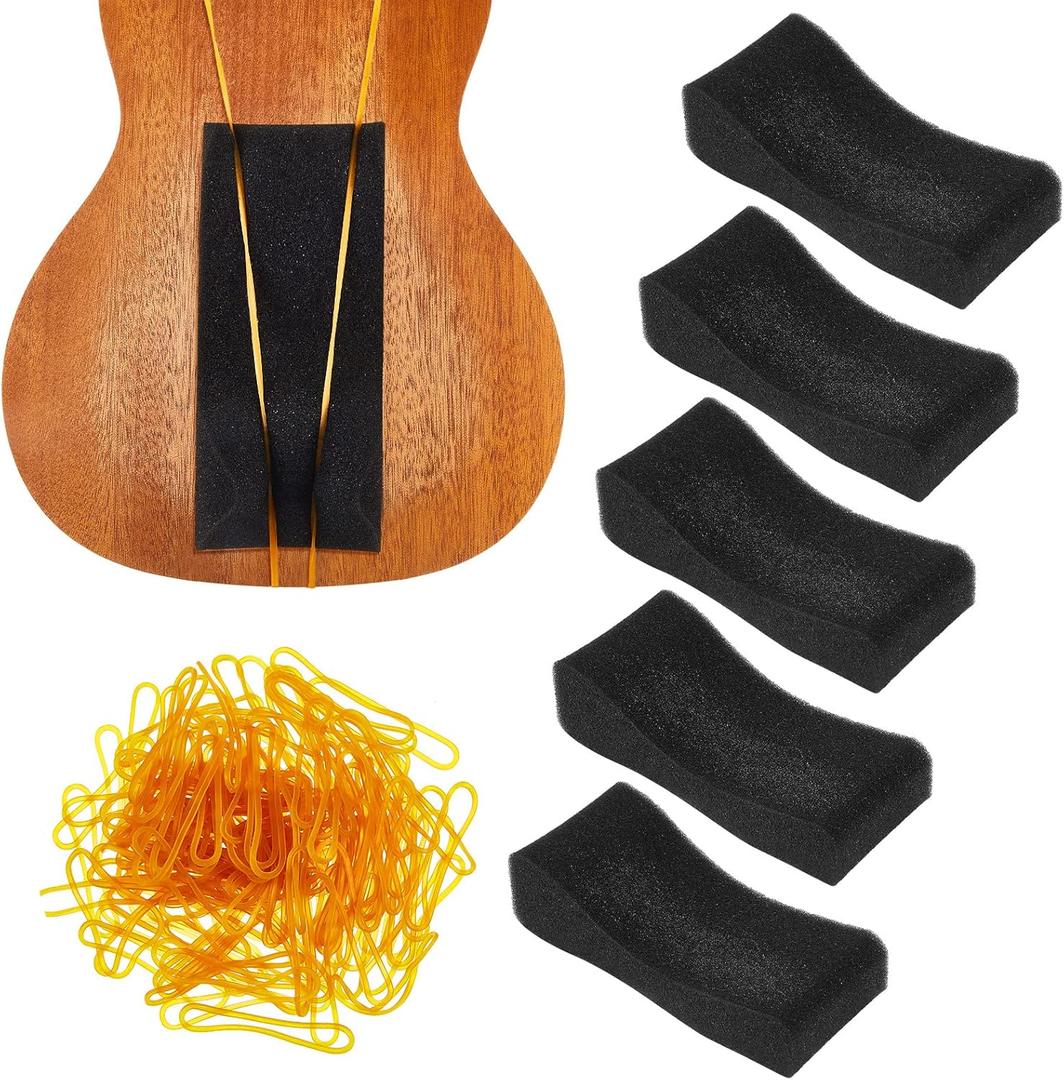 5 Pcs Soft Foam Violin Shoulder Rest - 3/4-1/2 Size, Yellow Rubber Bands for Concerts & Weddings